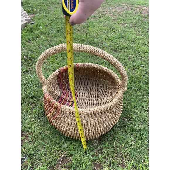 Vintage Buttocks Butt Basket Southwestern Stripe Egg Farm Flower Gathering 20" - Picture 13 of 16